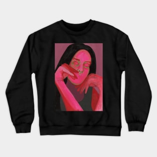 Red sad girl portrait Crewneck Sweatshirt